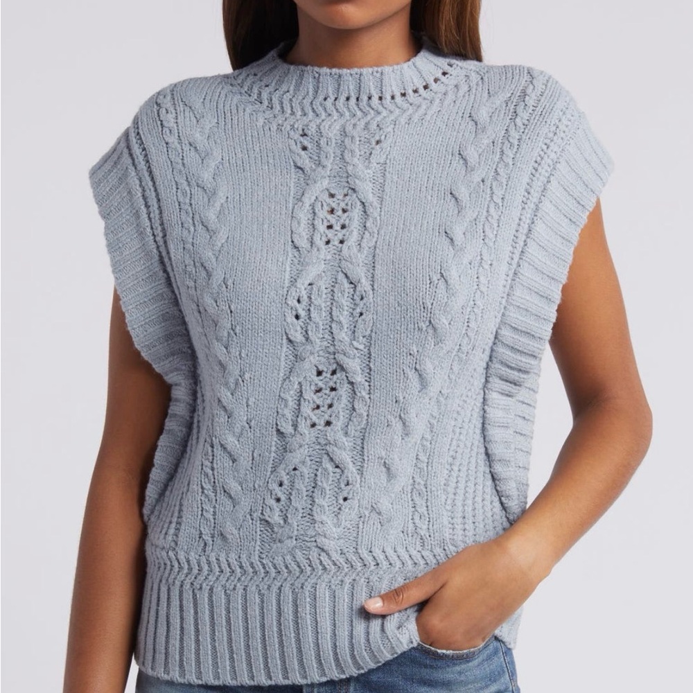 Wit & Wisdom Light Blue Cable Knit Sweater Vest
